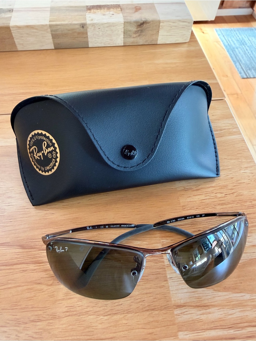 NEVER WORN Ray-Ban Rimless Sunglasses with Dark Gray/Brown Lenses - Picture 3 of 5